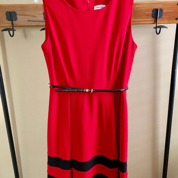 Calvin Klein Dresses & Skirts - Calvin Klein red dress with black accent size XL